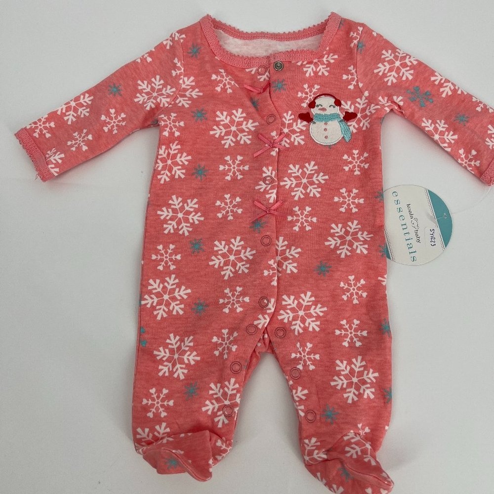 Koala Baby Babies' Essentials Christmas/Winter Footie Pajamas Pink Newborn NWT